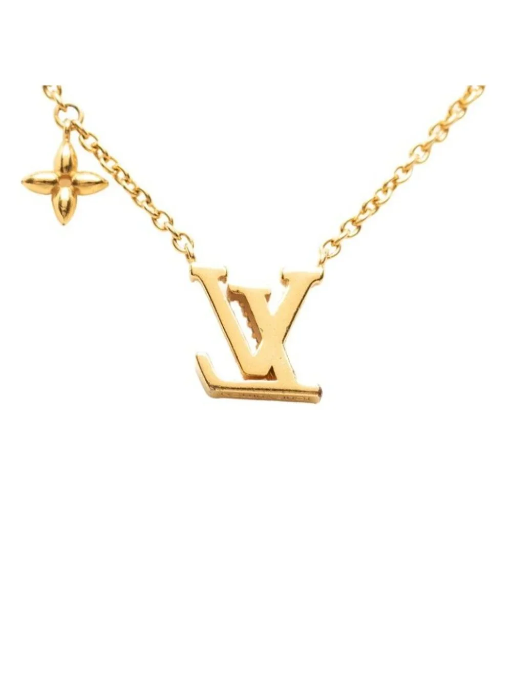 Louis Vuitton Monogram Flower LV Iconic Necklace Gold Plated Rhinestone